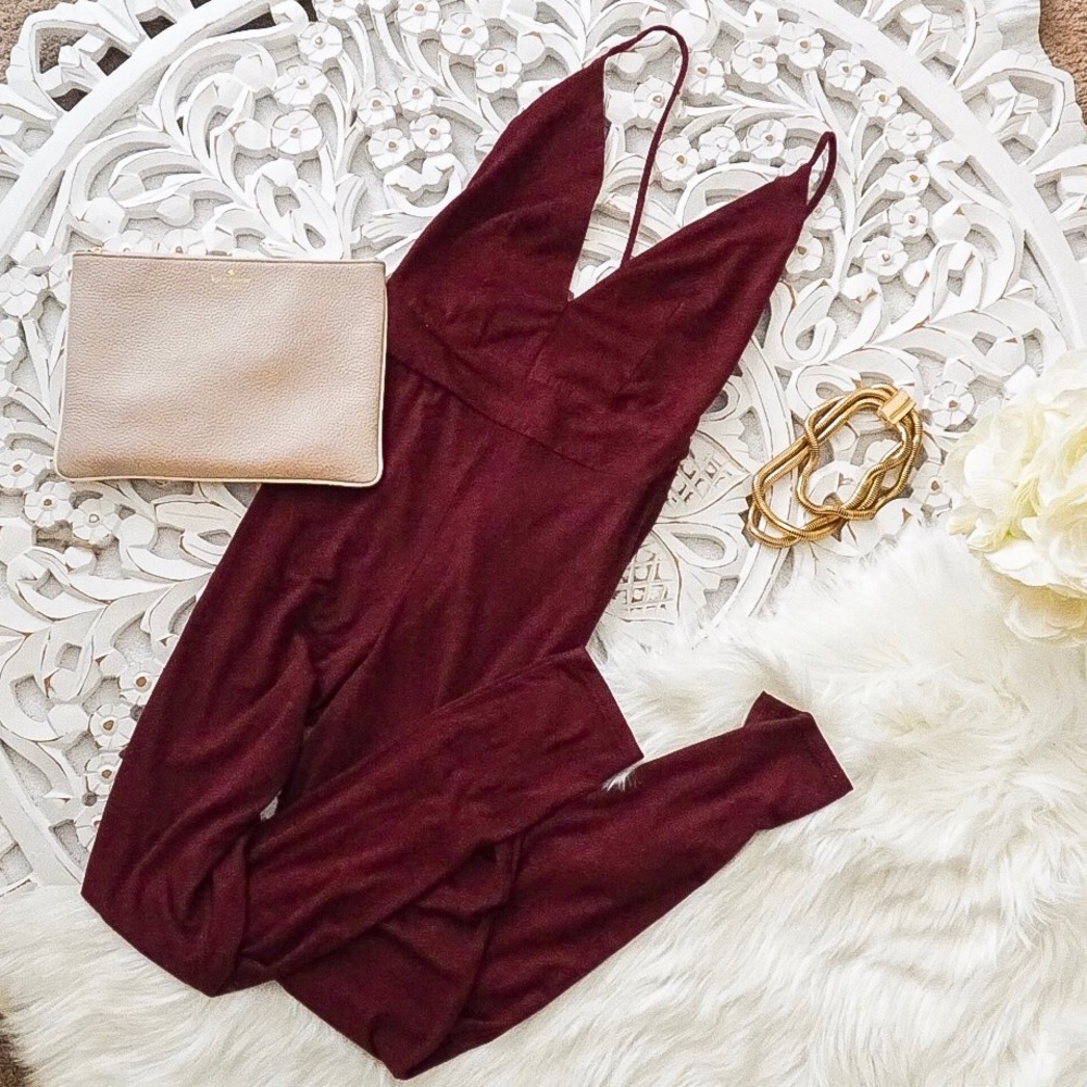 Backless Maroon Romper - image 3